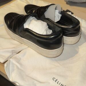 Celine black leather skate slip on sneakers 37